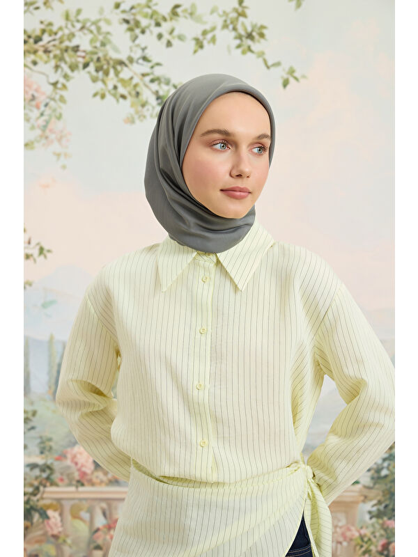 QEF Floş Viskon Düz Eşarp Füme
