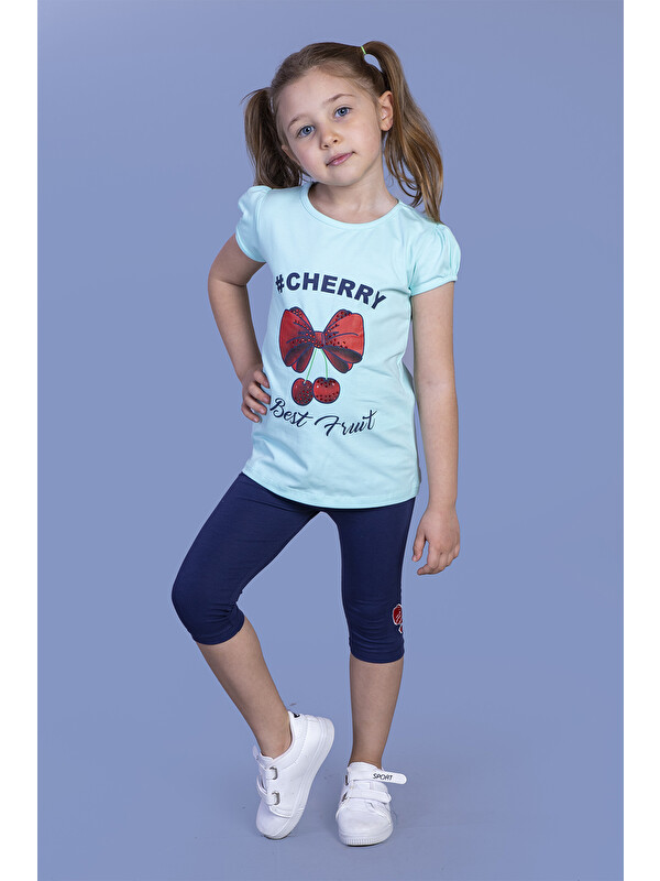 Toontoykids Kız Çocuk Vişne Baskılı Taytlı Takım