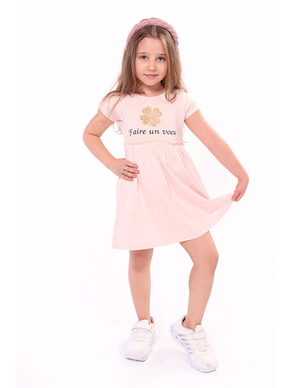Toontoykids Kız Bebek Faire Un Voeu Baskılı Elbise