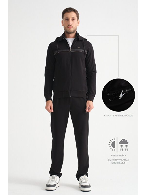 Shooter Sportswear Siyah Premium Dik Yaka  Rahat Form Klasik Paça Erkek Eşofman Takımı