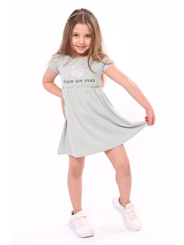 Toontoykids Kız Bebek Faire Un Voeu Baskılı Elbise