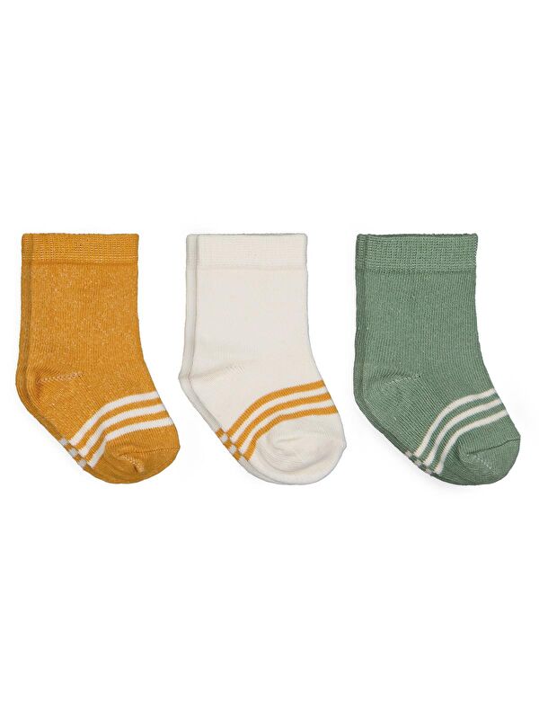 Civil Baby Basic Çizgili 3'lü 6- Bebek Erkek Çorap Set - Standart