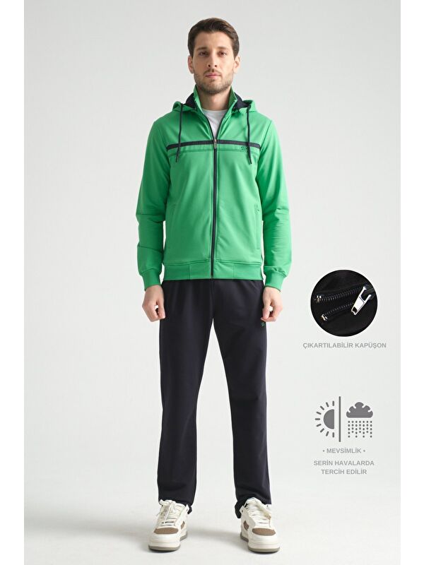 Shooter Sportswear Yeşil Premium Dik Yaka  Rahat Form Klasik Paça Erkek Eşofman Takımı