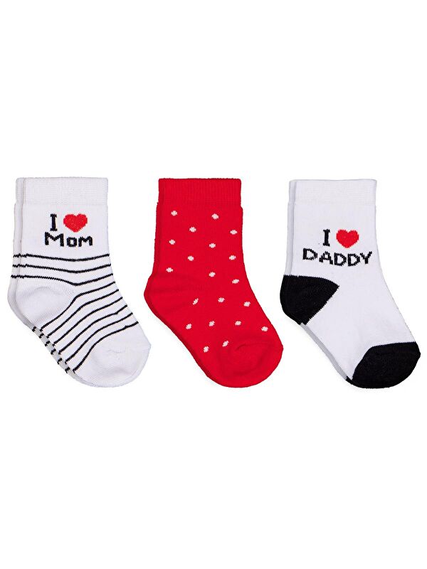 Civil Baby I Mom Dad 3'lü 6- Bebek Kız Çorap Set - Standart