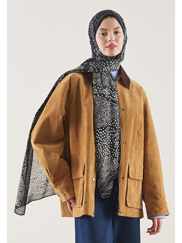 Fresh Scarfs Dot Elegance Desen Rami Şal Siyah