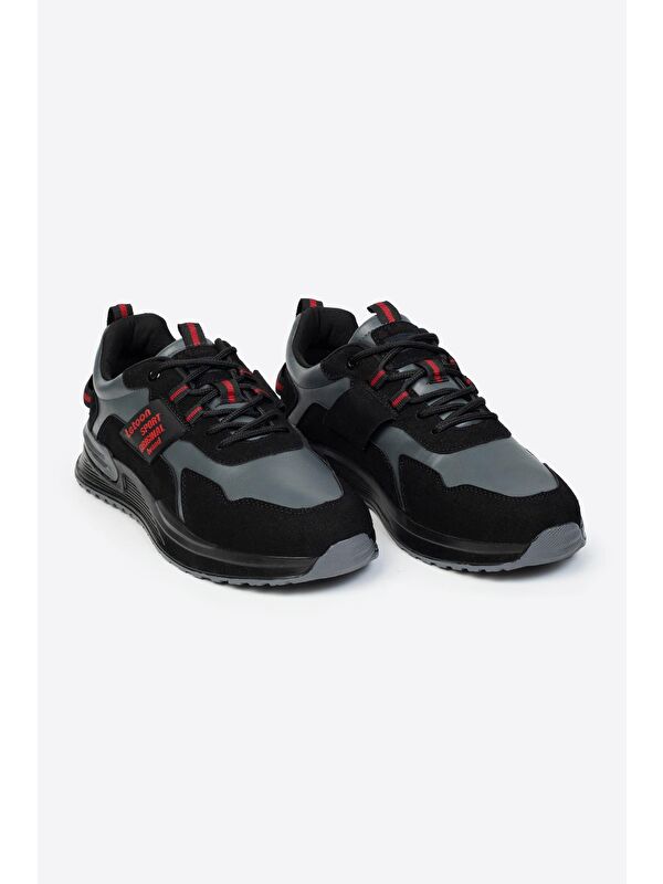 Yuvarlak Burunlu Bağcıklı Baskılı Erkek Spor Ayakkabı - Görsel 3