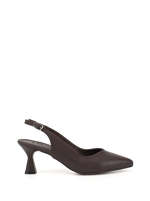 Gonderi(r) Kahverengi Gonderi(r) Sivri Burun Kadın Kadeh Ökçe Arkası Açık Ayakkabı