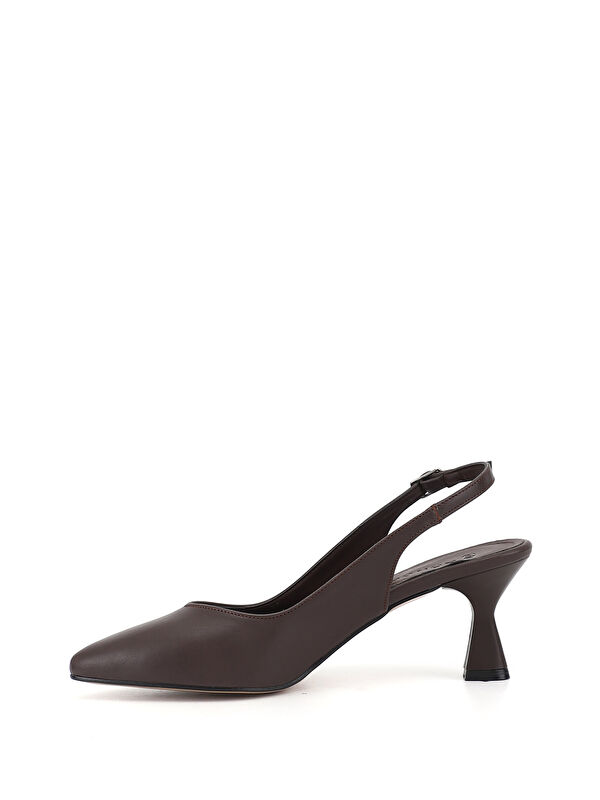 Gonderi(r) Kahverengi Gonderi(r) Sivri Burun Kadın Kadeh Ökçe Arkası Açık Ayakkabı