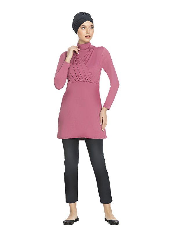 Remsa Büyük Beden Elastanlı Tam Kapalı Tesettür Mayo 1285 Pembe