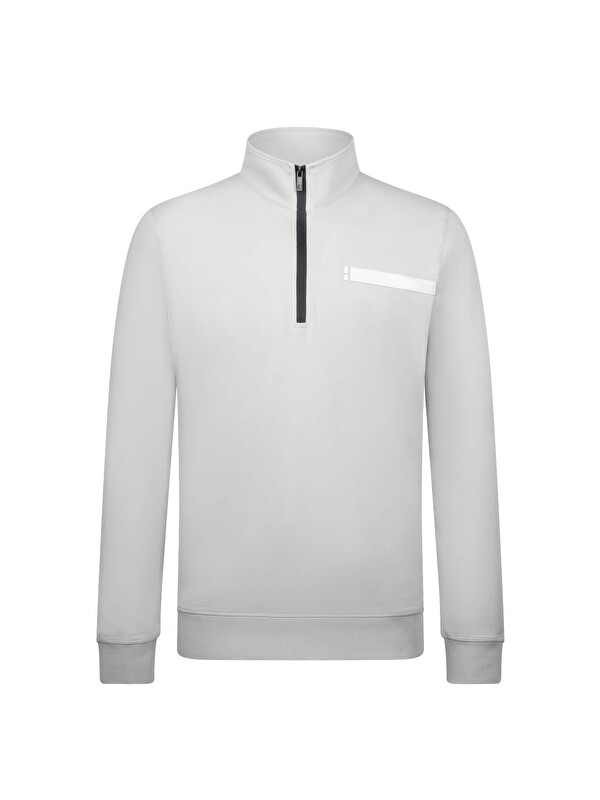 Hatemoğlu Gri Regular Fit Fermuarlı Yarım Balıkçı Yaka Pamuklu Sweatshirt