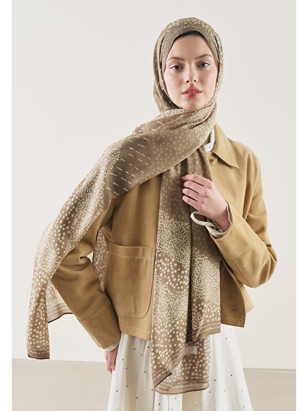Fresh Scarfs Dot Elegance Desen Rami Şal Vizon