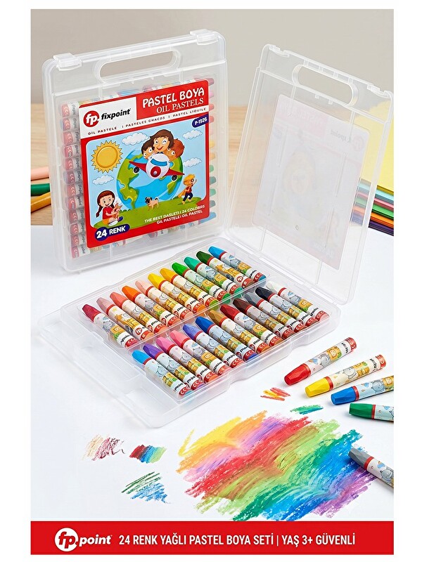 artmaster 24 Renk Pastel Boya Plastik Çantalı 1 Paket Fixpoint 24 lü Pastel Boya Çok Renkli Pastel Boya Resim