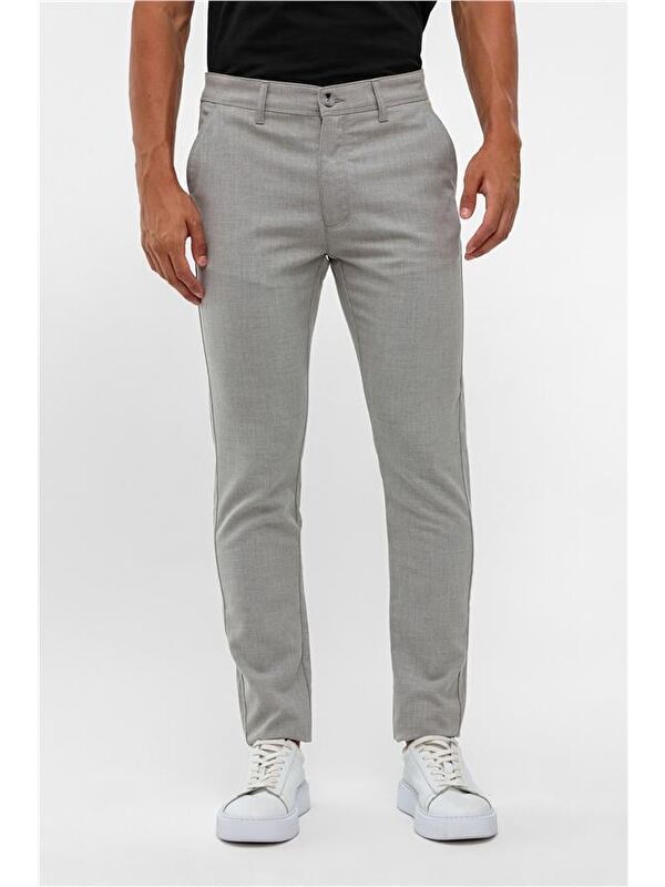 Süvari Gri Slim Desenli Pantolon