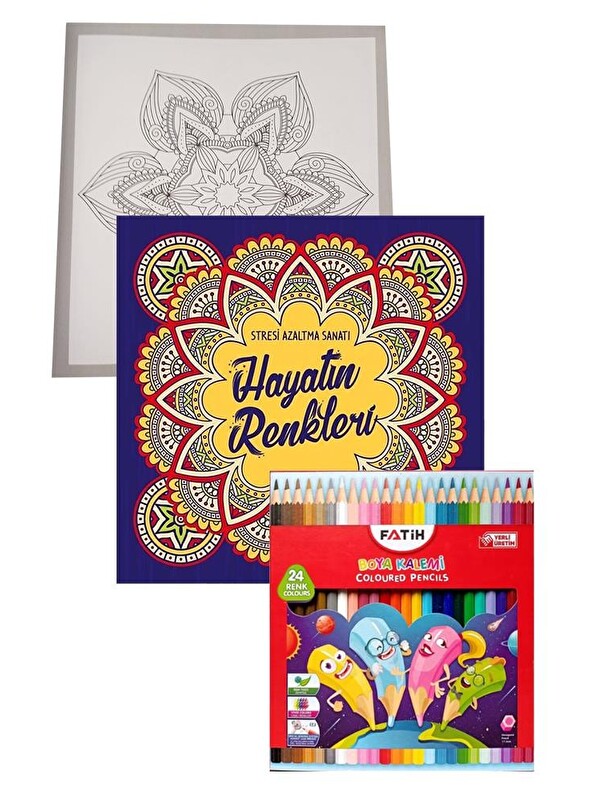 Artlantis Hayatın Renkleri Büyüklere Boyama Kitabı Fatih 24 Renk Kuru Boya 1 Adet Ema Boyama Kitabı Büyükler İ