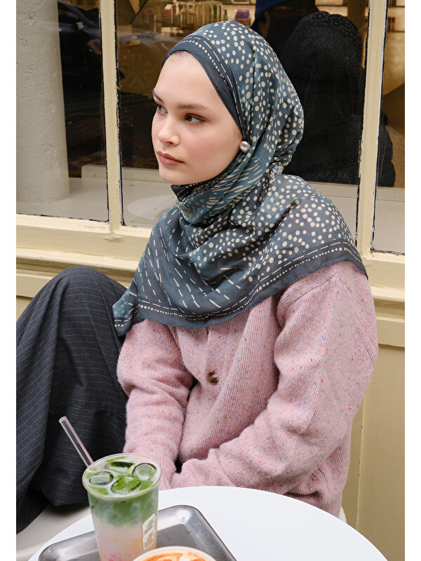 Fresh Scarfs Dot Elegance Desen Rami Şal Deniz Köpüğü