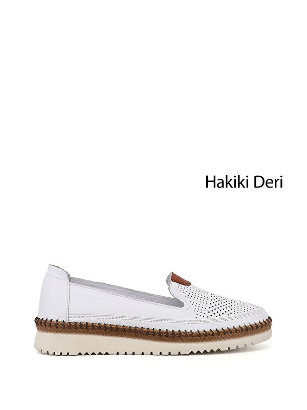 GÖNDERİ(R) Kadın CANLI BEYAZ Hakiki Deri Comfort Ayakkabı