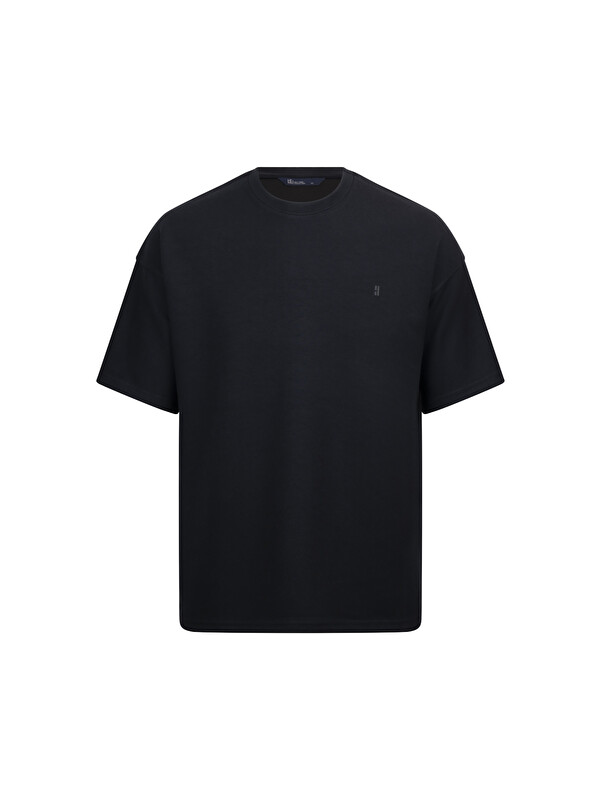 Hatemoğlu Lacivert Regular Fit Bisiklet Yaka Oversize Tişört