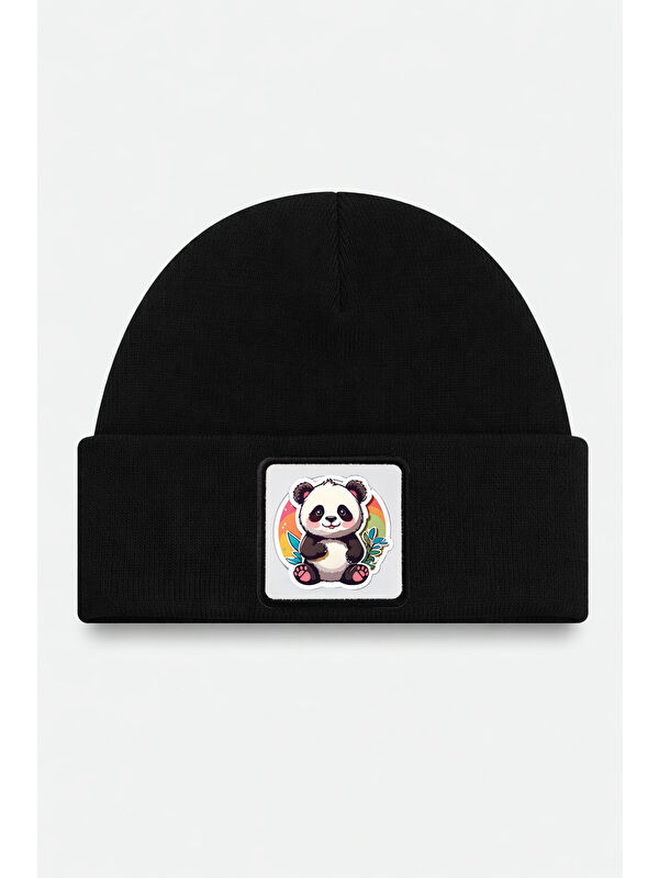 BlackBörk Panda Logolu Siyah Çocuk Bere