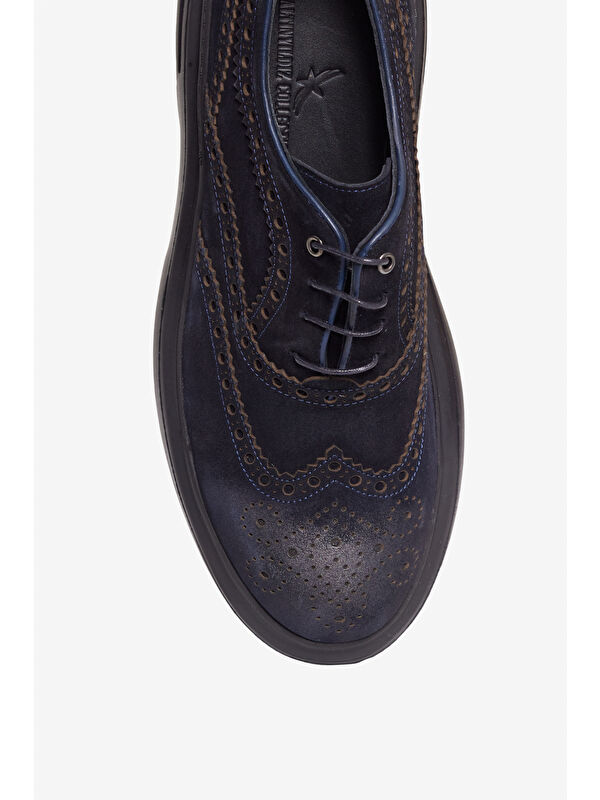 Erkek Lacivert %100 Deri Casual Ayakkabı - Görsel 4