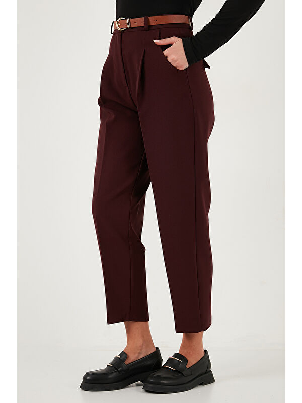Lela Regular Fit Yüksek Bel Düz Paça Kemerli Pantolon 68350938