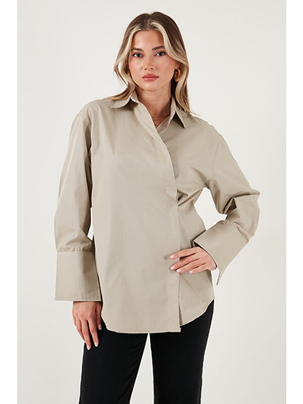 Lela Regular Fit Klasik Yaka Bağlamalı Uzun Kollu Gömlek 6834987