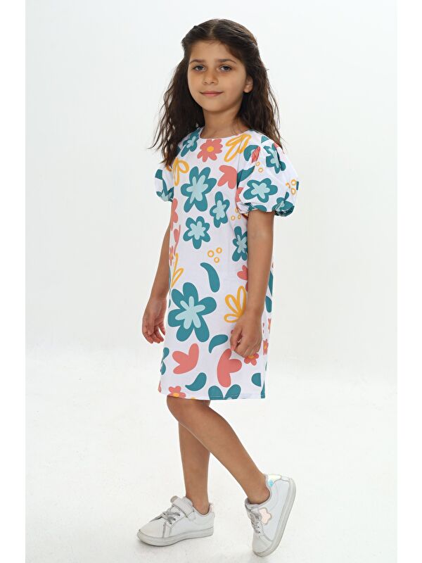 Toontoykids Kız Çocuk Komple Çiçek Baskılı Elbise