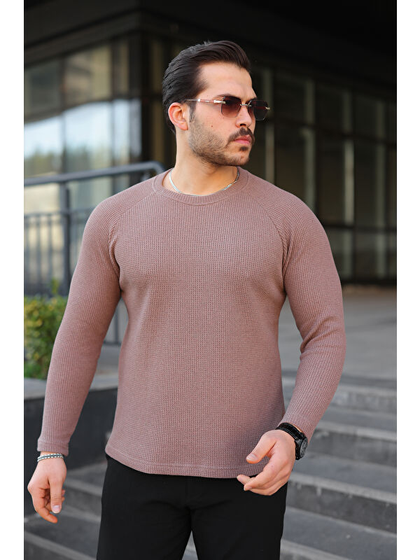 Comstar Erkek Trend Basic Slim Fit Bisiklet Yaka T.Pembe Kazak