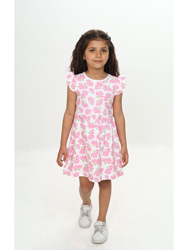 Toontoykids Kız Çocuk Çiçek Baskılı Elbise