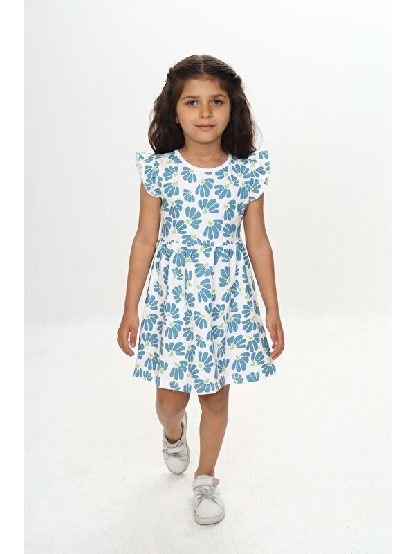 Toontoykids Kız Çocuk Çiçek Baskılı Elbise
