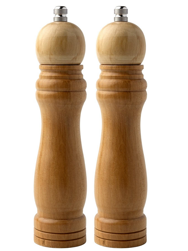 Kitchen Design Lab Bambu Gövdeli Komple Ahşap Baharat Öğütücüsü Büyük Boy 21 cm 2 Adet