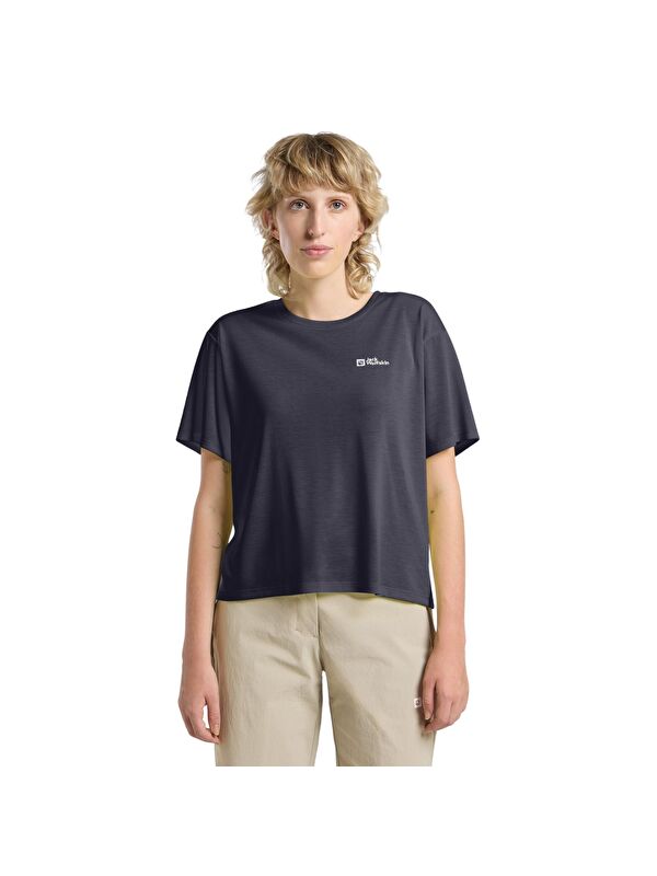 Jack Wolfskin Vonnan Crop T Kadın Mavi Tişört