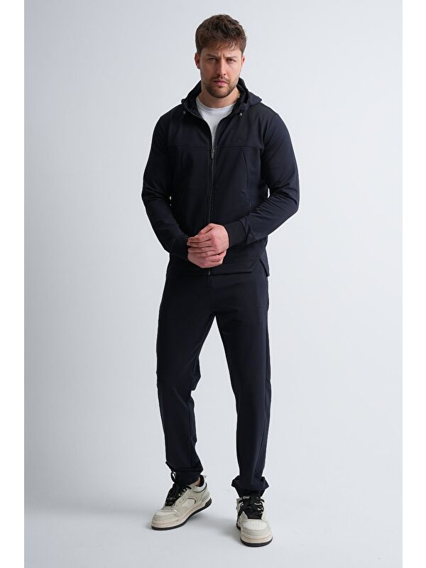 Shooter Sportswear Lacivert Erkek Fermuarlı Kapüşonlu Gizli Cep Detaylı Eşofman Takımı