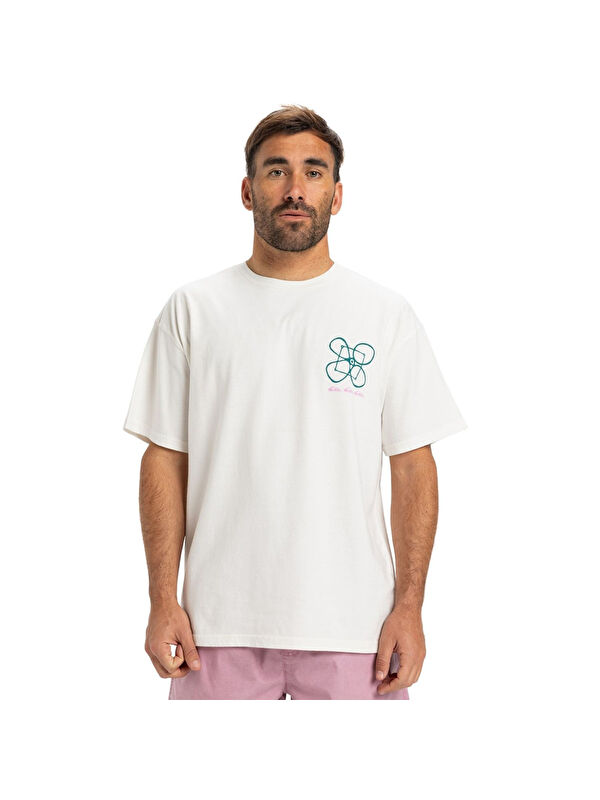 Quiksilver Hw Outside Inside Erkek Beyaz Yuvarlak Yaka Spor Tişört