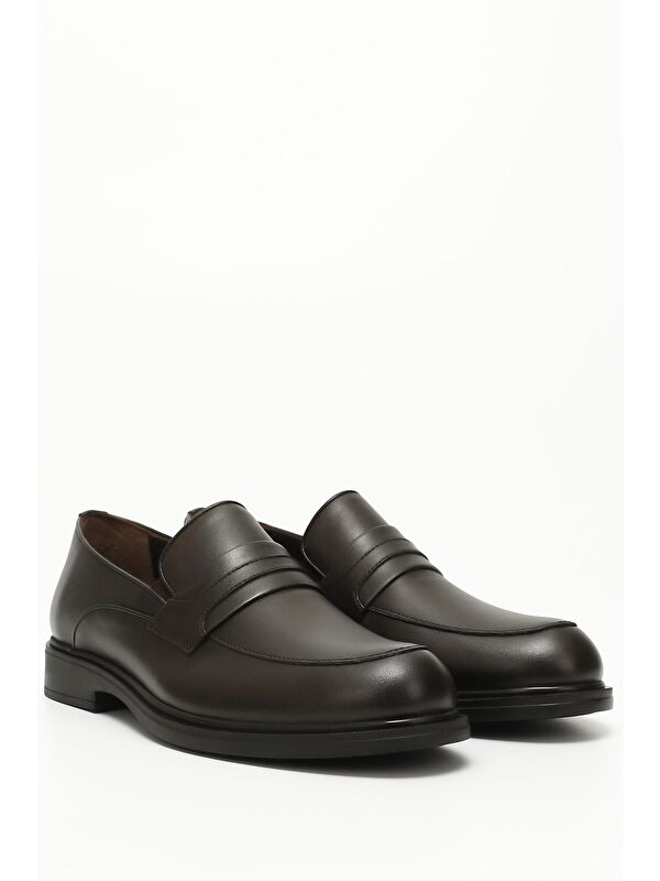 ÇİKOLATA KAHVE Hakiki Deri Yuvarlak Burun Günlük Erkek Ayakkabı 42752 - Görsel 3