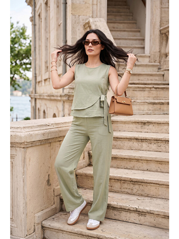Lela Regular Fit Bağlama Detaylı Bisiklet Yaka Kadın Takım 5866466