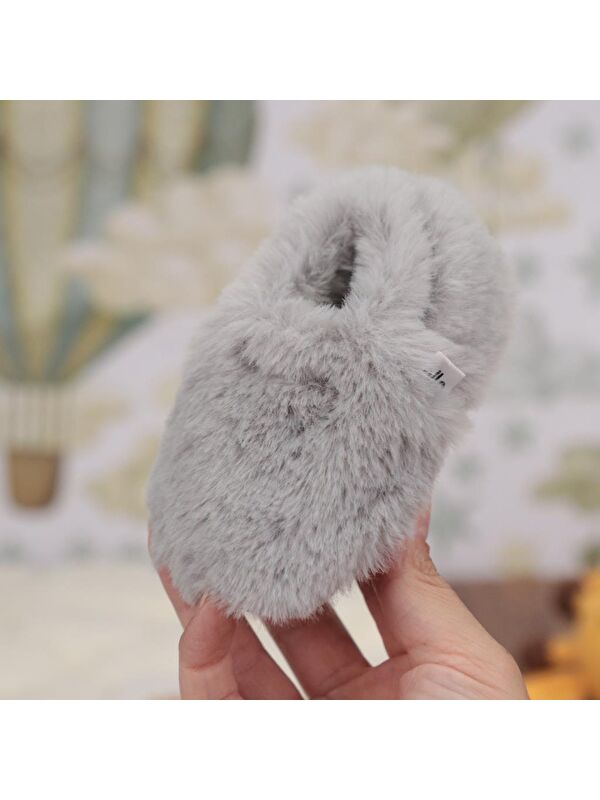 Yumuşak Tüylü ,Organik Bebek Patik, Kaydırmaz Taban Kreş Ayakkabısı, Taba - Görsel 5