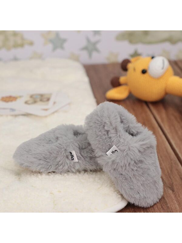 Yumuşak Tüylü ,Organik Bebek Patik, Kaydırmaz Taban Kreş Ayakkabısı, Taba - Görsel 8