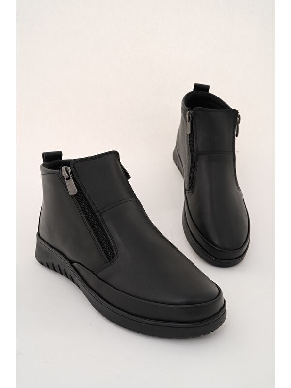 FENİKS Hakiki Deri Çift Fermuarlı Kadın Bot - Görsel 2