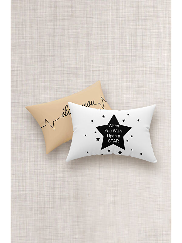 UPSTYLE 2li Yastık Kılıfı 50x70 cm Only Pano İlove Siyah-Sarı