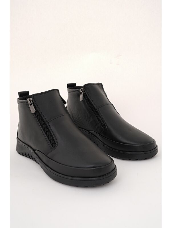 FENİKS Hakiki Deri Çift Fermuarlı Kadın Bot - Görsel 4