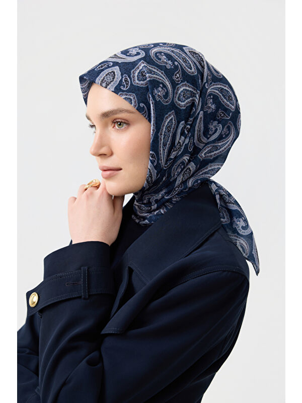QEF Pamuk Eşarp Timeless İndigo