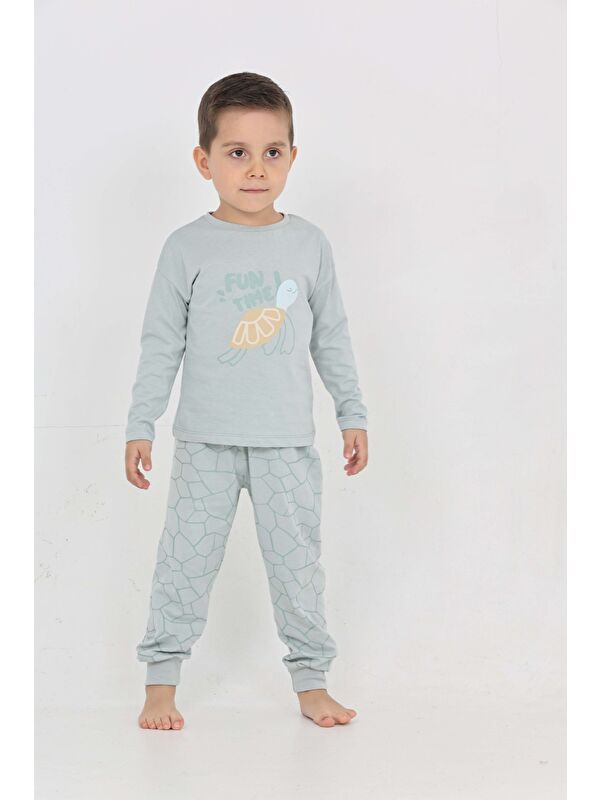 Toontoykids Erkek Çocuk Kaplumbağa Baskılı Pijama Takım