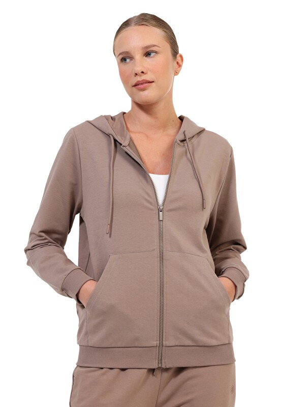 Lumberjack Eşofman Üstü Kadın Kahverengi WB 18SN77 FULL ZIP