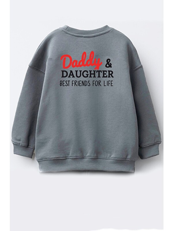 Monila Unisex Çocuk Sırt Baskılı 3 İplik Kumaş Pamuklu Sweatshirt