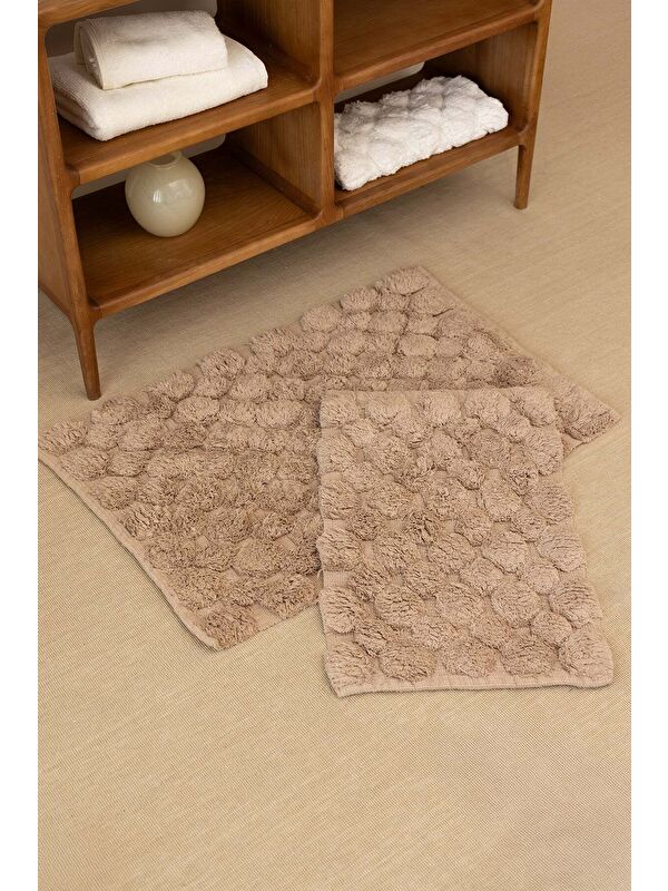 İrya Mellow 2 li Takım Banyo Paspası  100 Pamuk 40x60   60x90 Bej