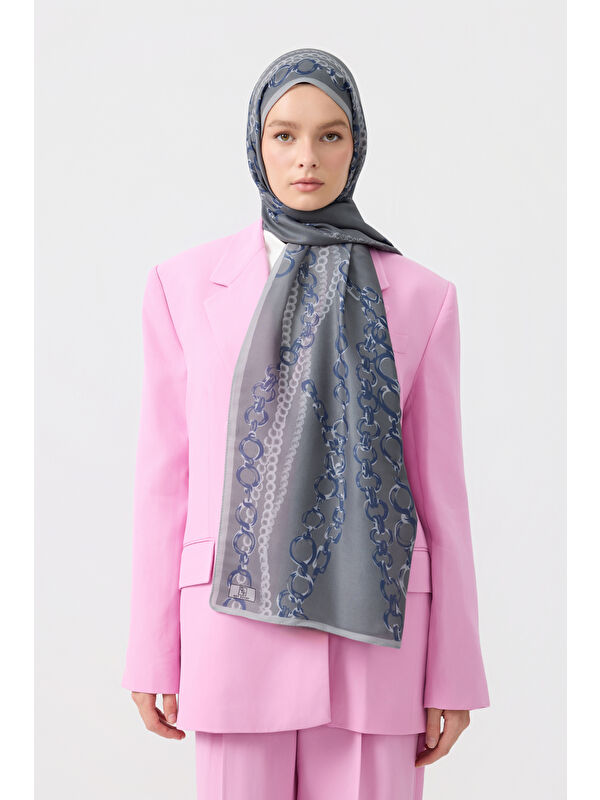 QEF Pamuk Twill Şal Loop Line Gümüş