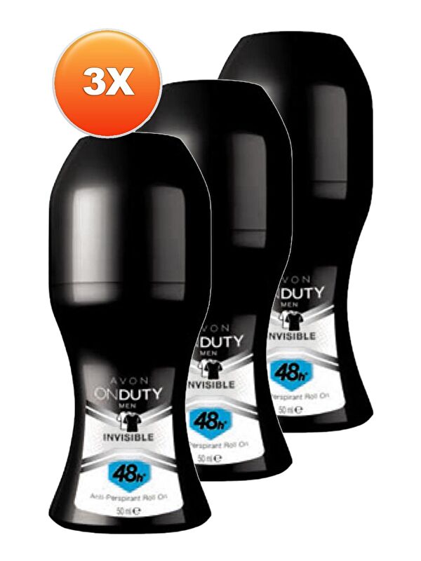 AVON OnDuty Invisible Erkek Rollon 50 Ml. Üçlü Set