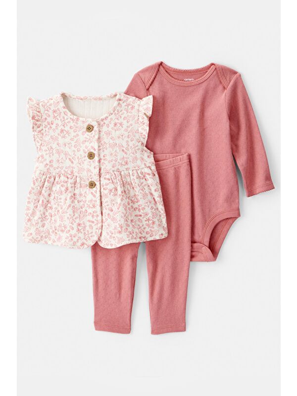 Carter's Kız Bebek Pembe Yelekli Set