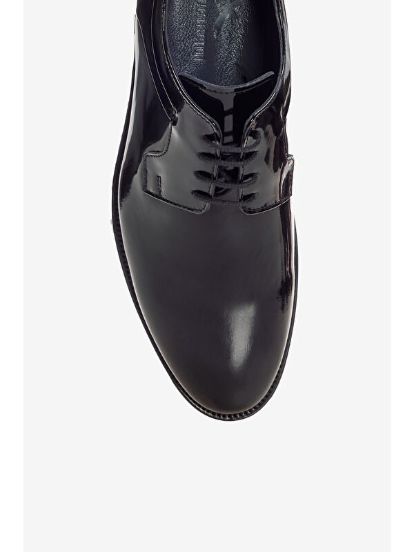 Erkek Siyah %100 Rugan Rahat Taban Klasik Ayakkabı - Görsel 4