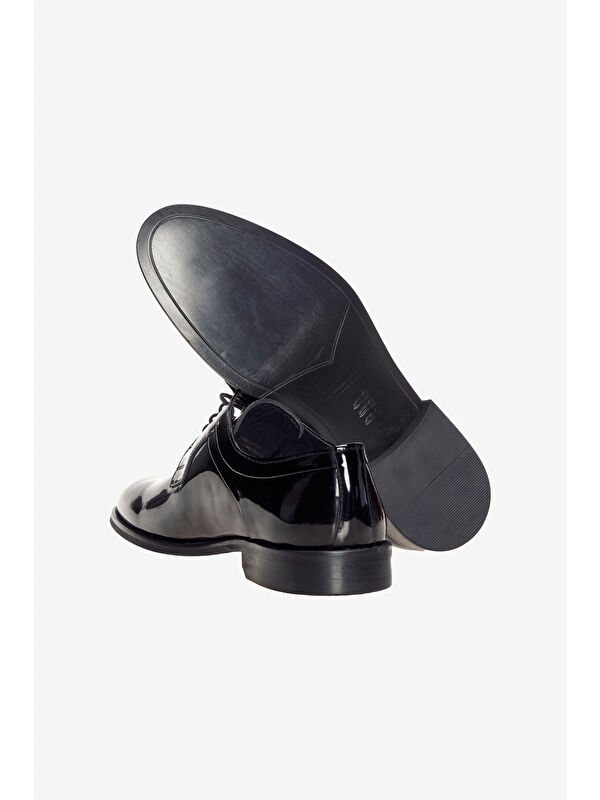 Erkek Siyah %100 Rugan Rahat Taban Klasik Ayakkabı - Görsel 5